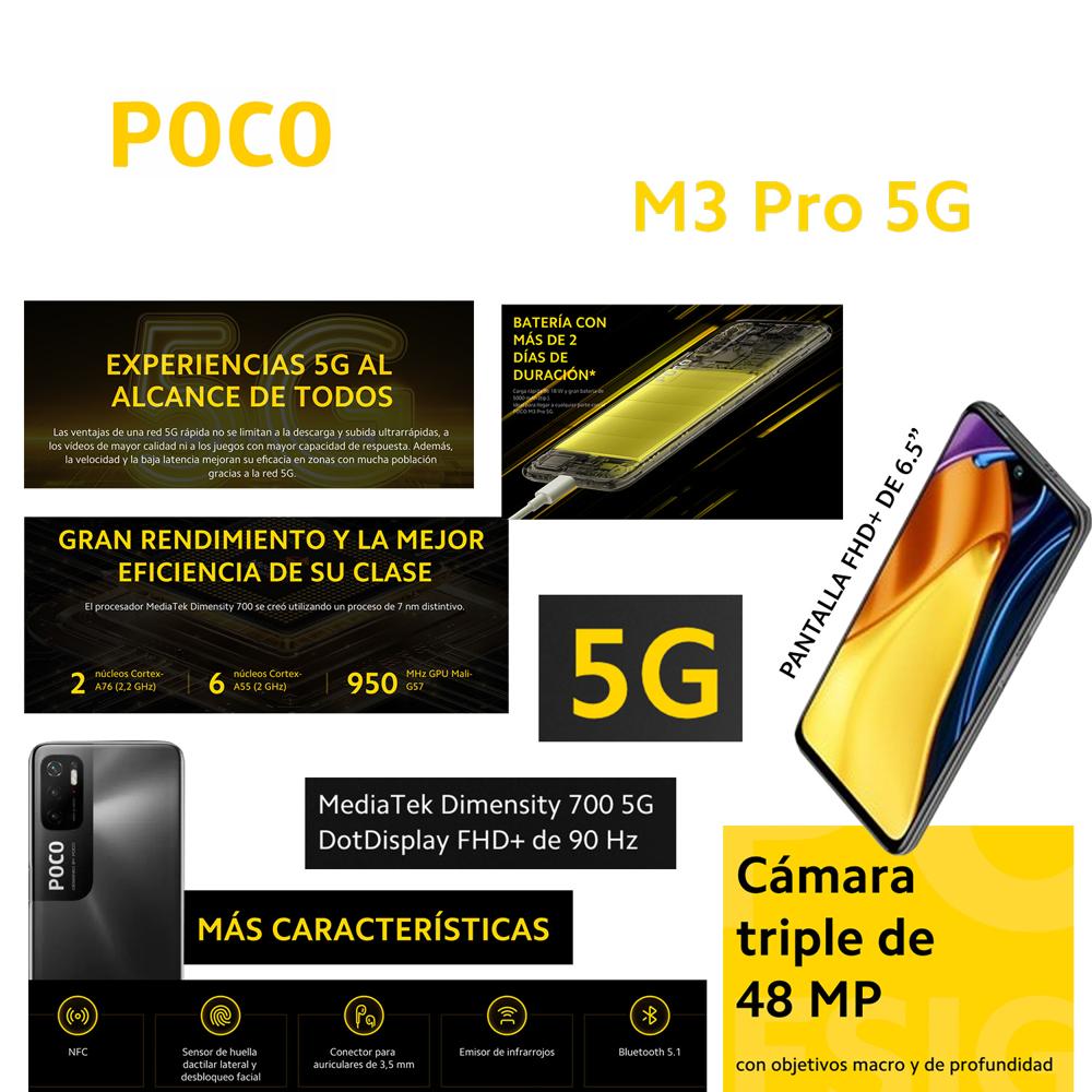 CELULAR POCO M3 PRO 5G 4GB RAM 64GB CÁMARA 48 MP COLOR NEGRO - 3