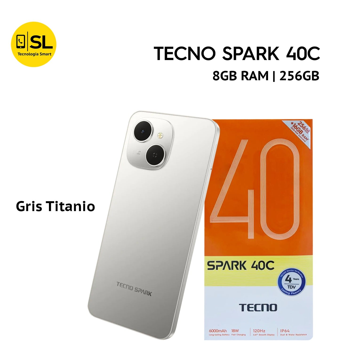 TECNO SPARK 40C 8GB RAM 256GB COLOR GRIS TITANIO - 1