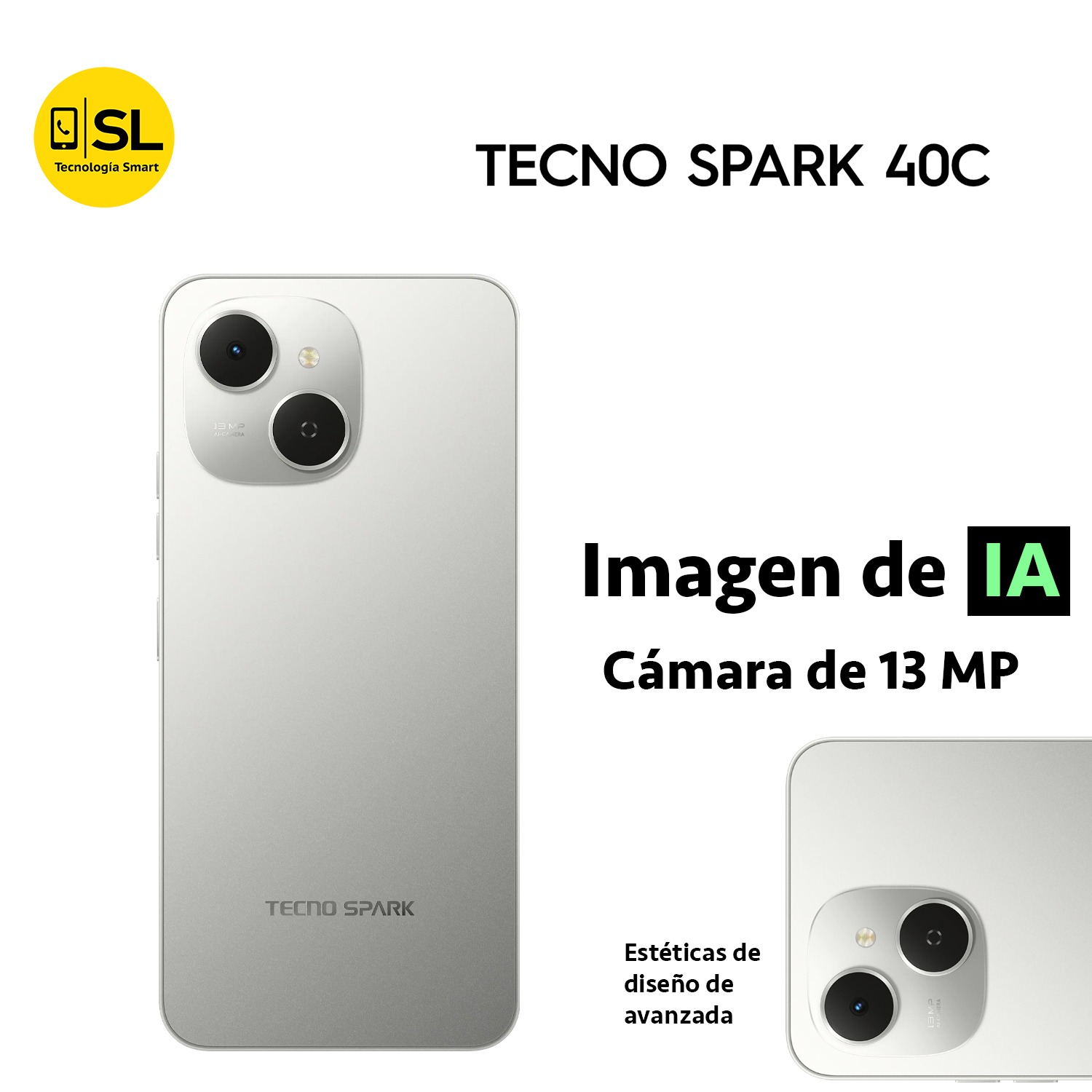 TECNO SPARK 40C 8GB RAM 256GB COLOR GRIS TITANIO - 2