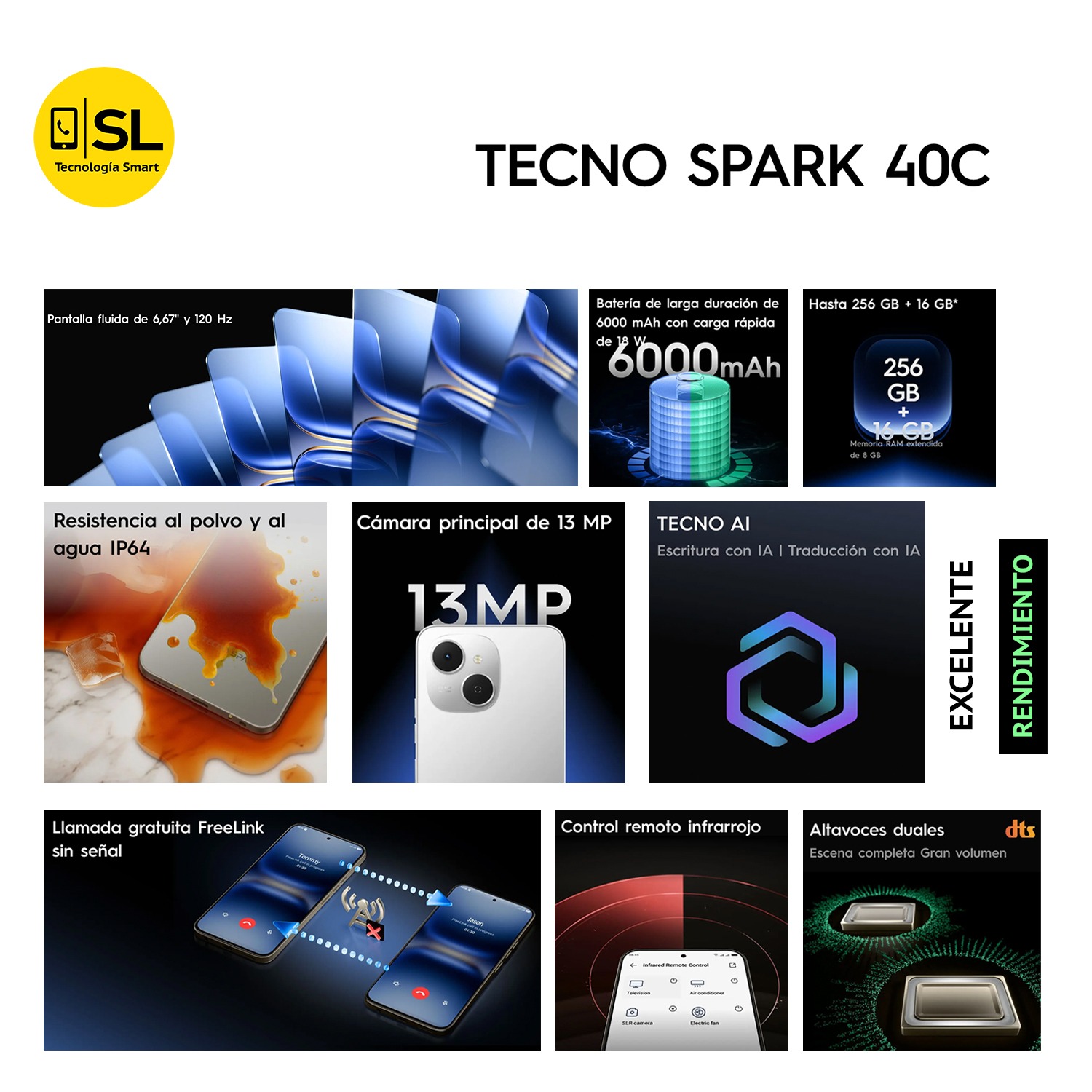 TECNO SPARK 40C 8GB RAM 256GB COLOR GRIS TITANIO - 3