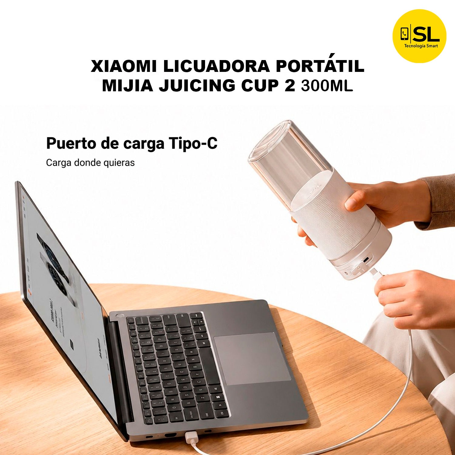 LICUADORA PORTÁTIL XIAOMI MIJIA JUICING CUP 2 300ML COLOR BLANCO - 4