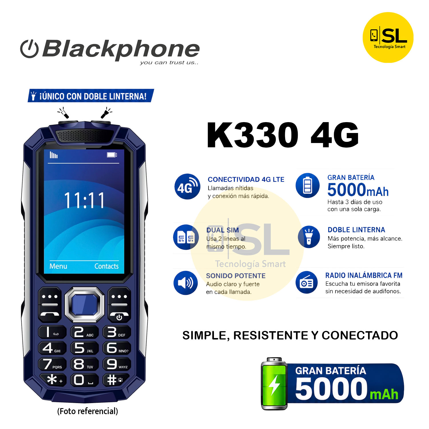 BLACKPHONE K330 4G CON DOBLE LINTERNA COLOR AZUL - 2