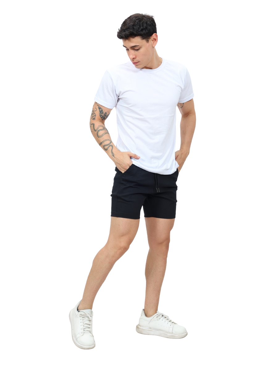 SHORT HOMBRE DRILL STONE NEGRO - ENKI MODASTYLE FIT SLIM URBANO - 3