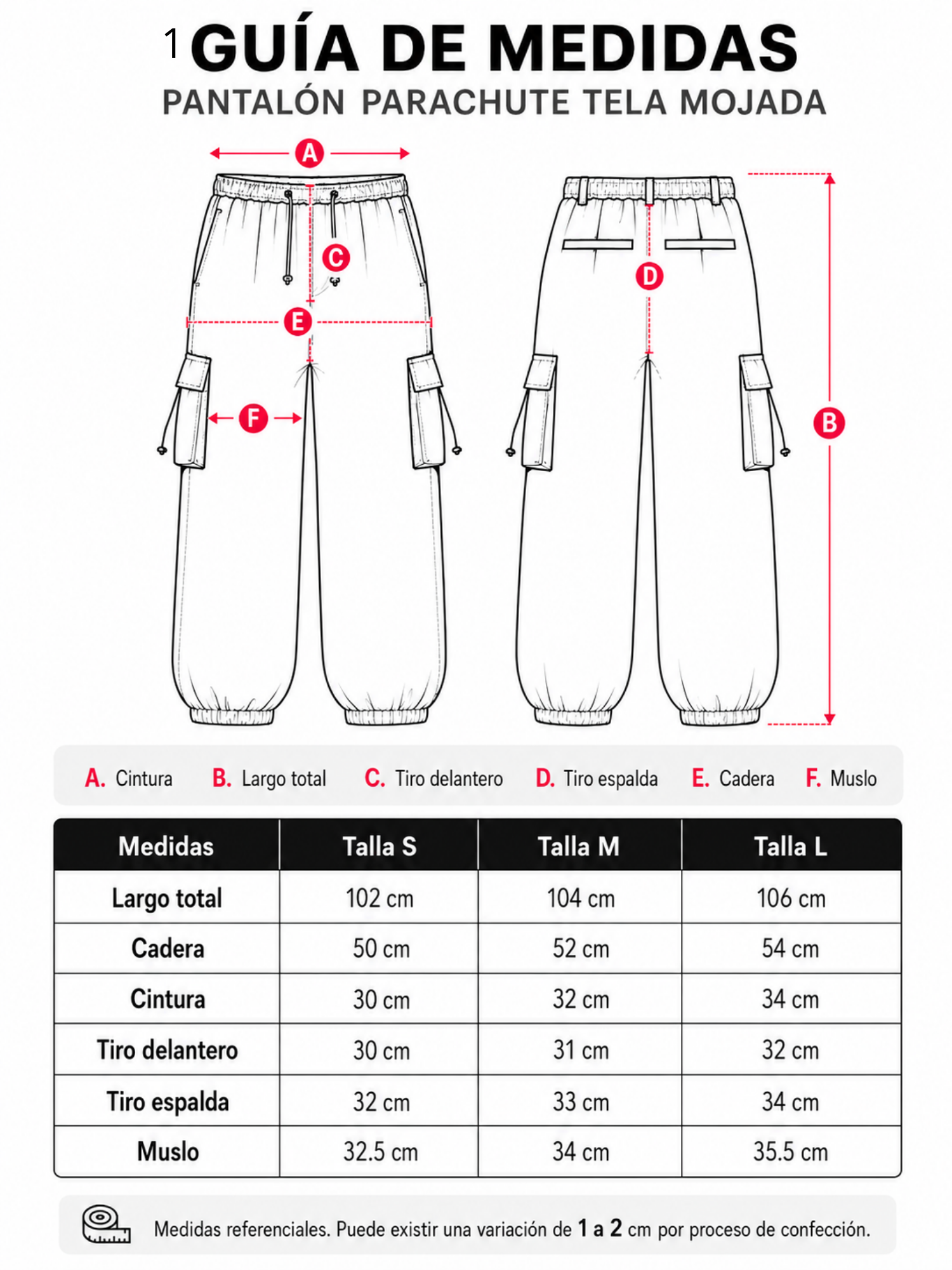 PANTALÓN CARGO PARACHUTE HOMBRE TELA MOJADA - NEGRO - 5