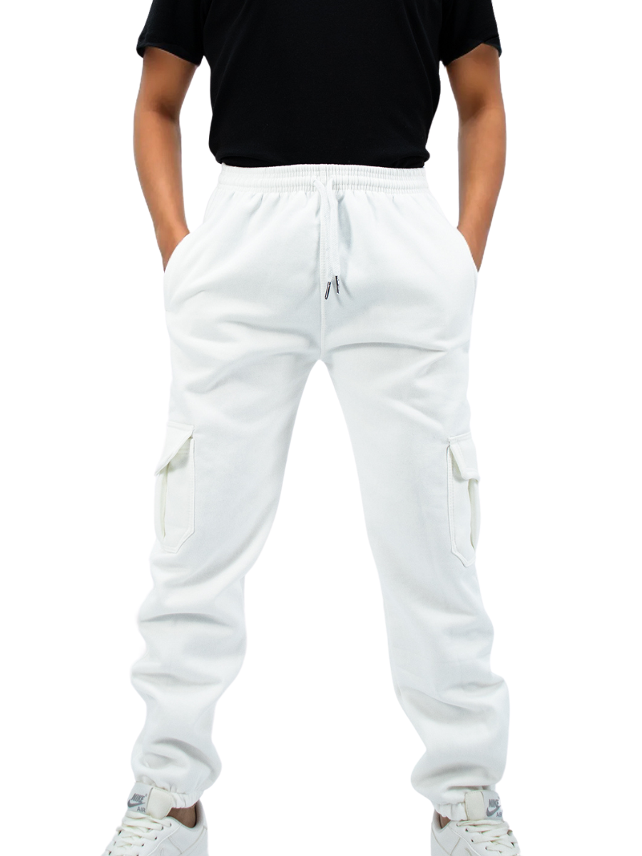 JOGGER CARGO HOMBRE ALGODÓN FRANELA - PERLA - 2