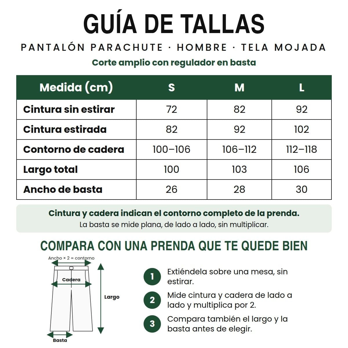 JOGGER CARGO PARACHUTE HOMBRE TELA MOJADA HUESO OVERSIZED WIDE LEG 4 BOLSILLOS REGULADOR EN BASTA - 3