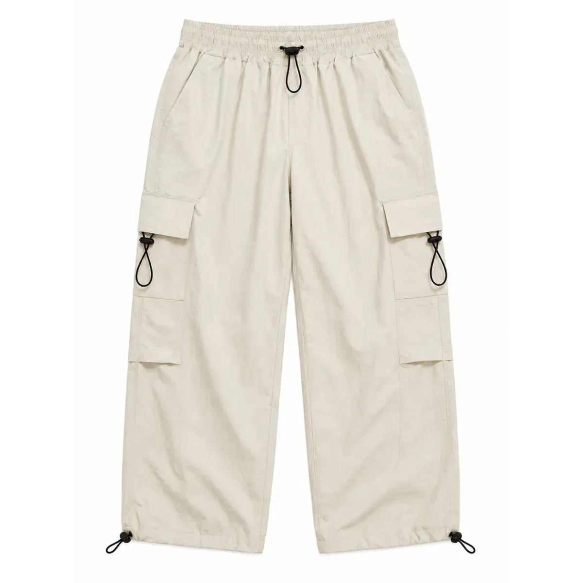 JOGGER CARGO PARACHUTE HOMBRE TELA MOJADA HUESO OVERSIZED WIDE LEG 4 BOLSILLOS REGULADOR EN BASTA - 7