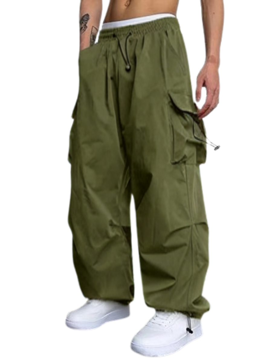 JOGGER CARGO PARACHUTE URBANFLY HOMBRE TELA MOJADA - VERDE - 1