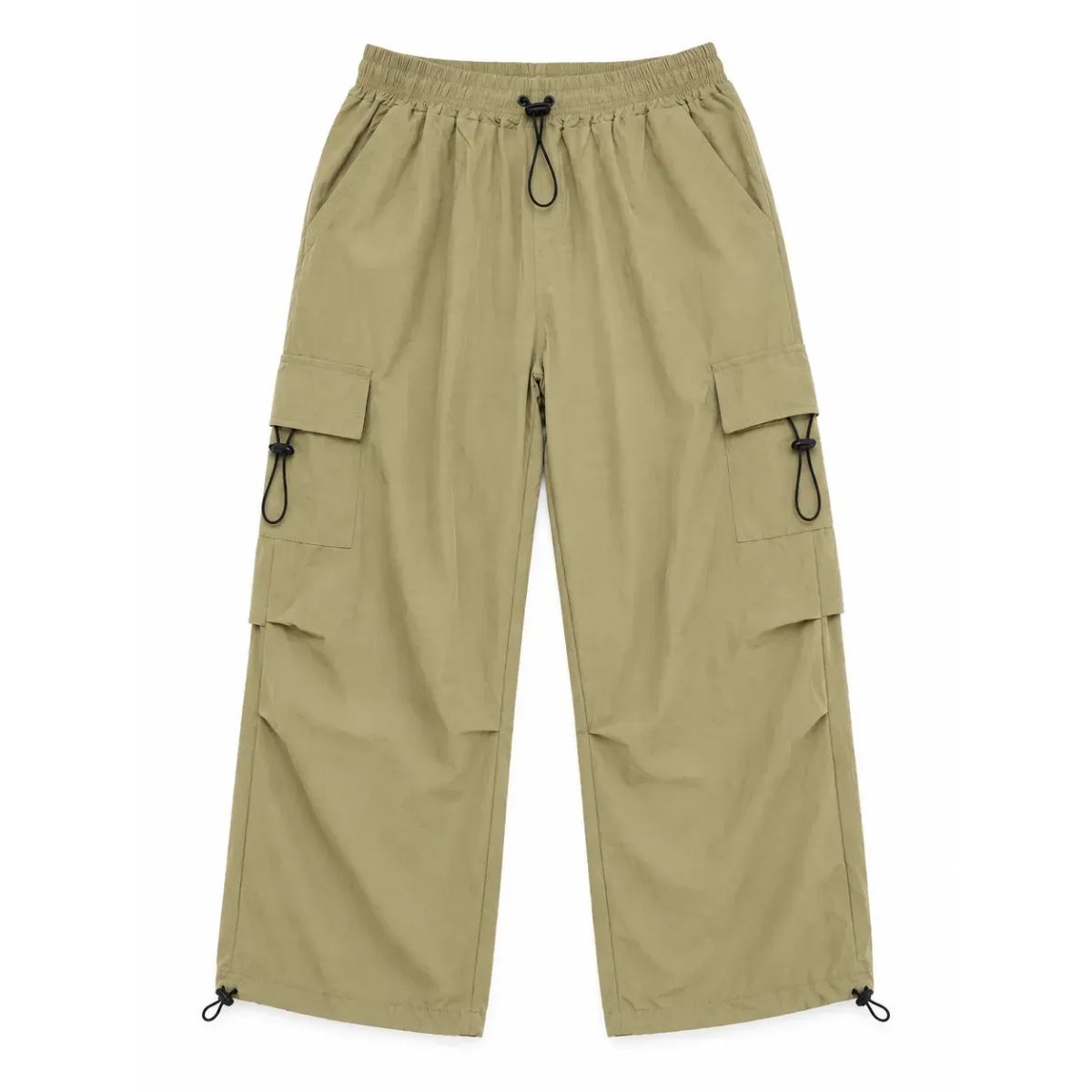 JOGGER CARGO PARACHUTE HOMBRE TELA MOJADA BEIGE OVERSIZED WIDE LEG 4 BOLSILLOS REGULADOR EN BASTA - 5