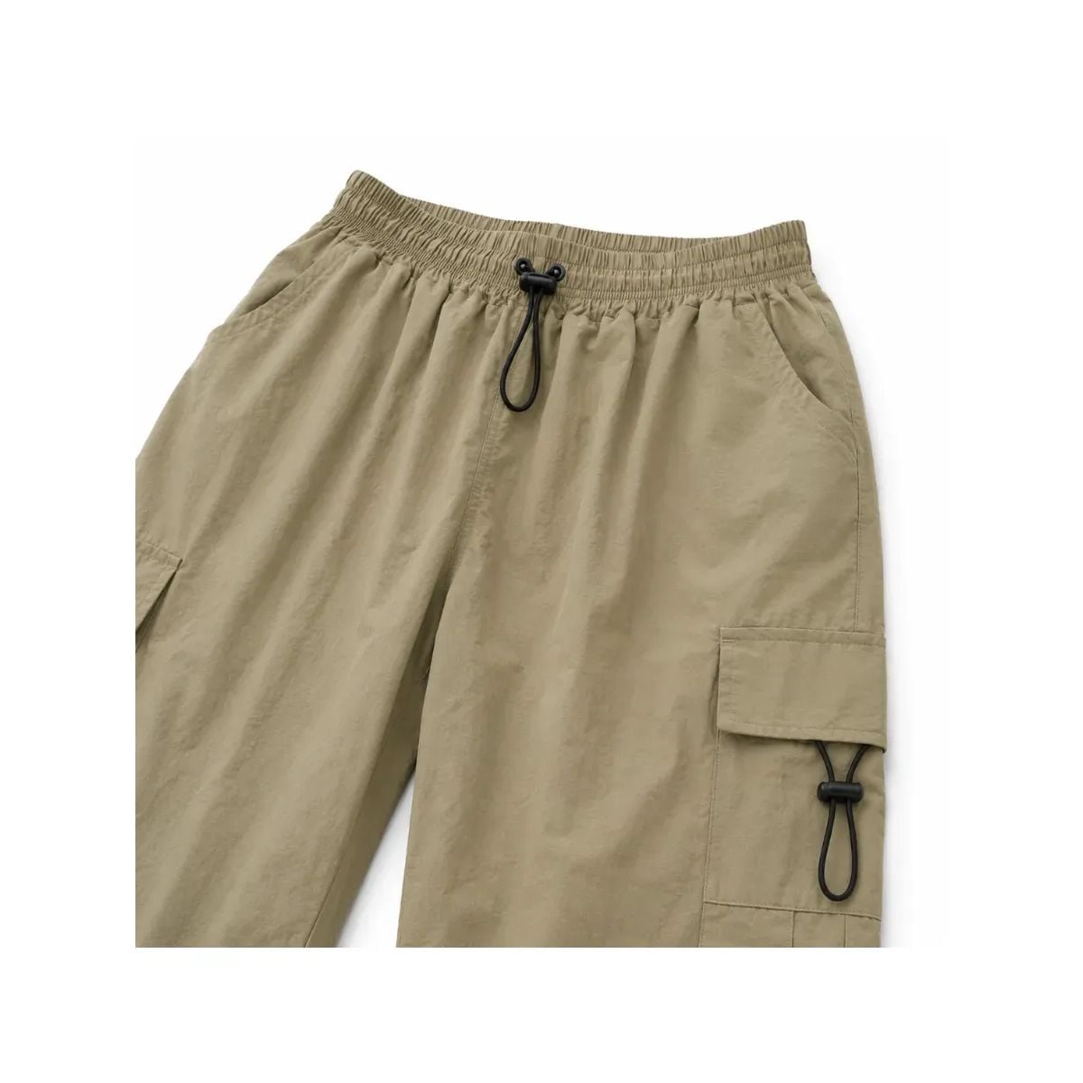 JOGGER CARGO PARACHUTE HOMBRE TELA MOJADA BEIGE OVERSIZED WIDE LEG 4 BOLSILLOS REGULADOR EN BASTA - 7