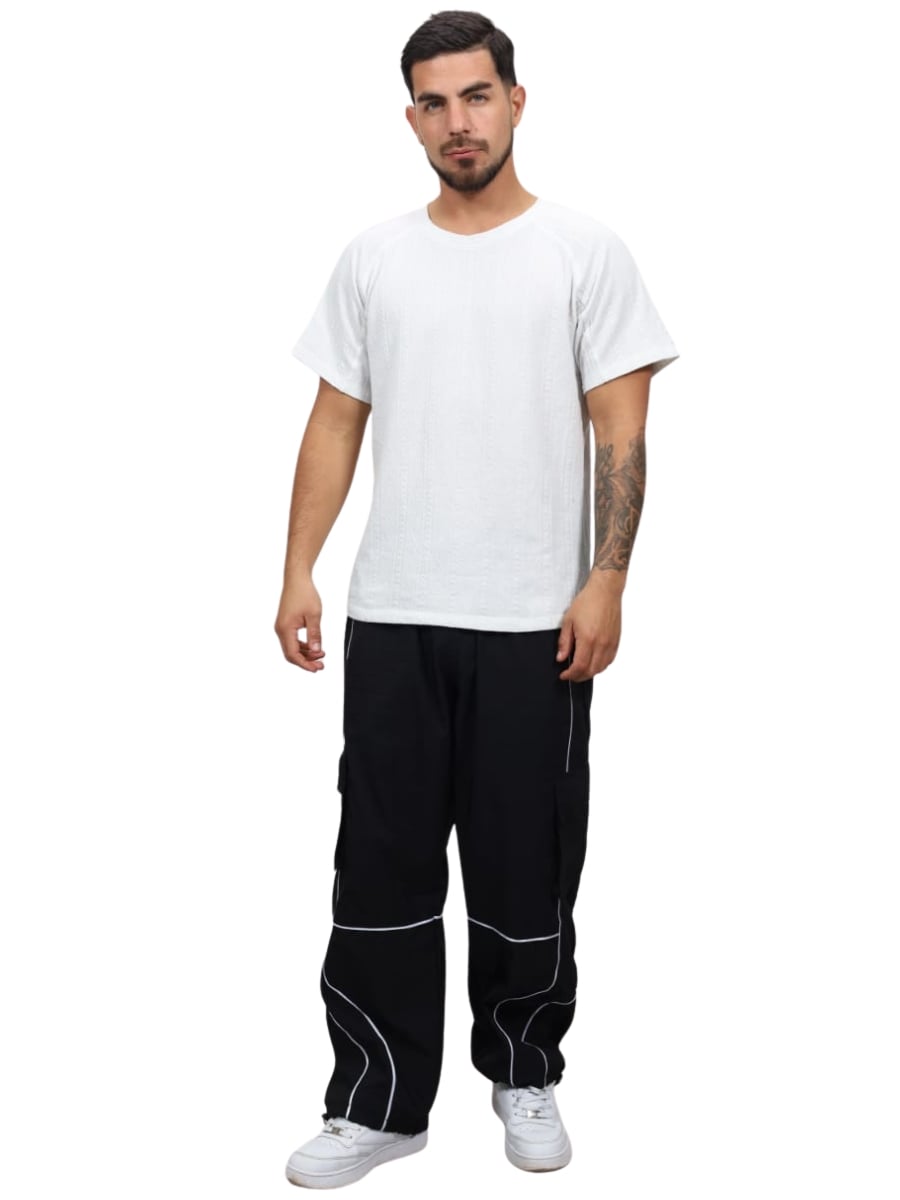PANTALÓN CARGO OVERSIZE HOMBRE ENKI SHADOW LINE – ESTILO STREETWEAR | COLO NEGRO - 3