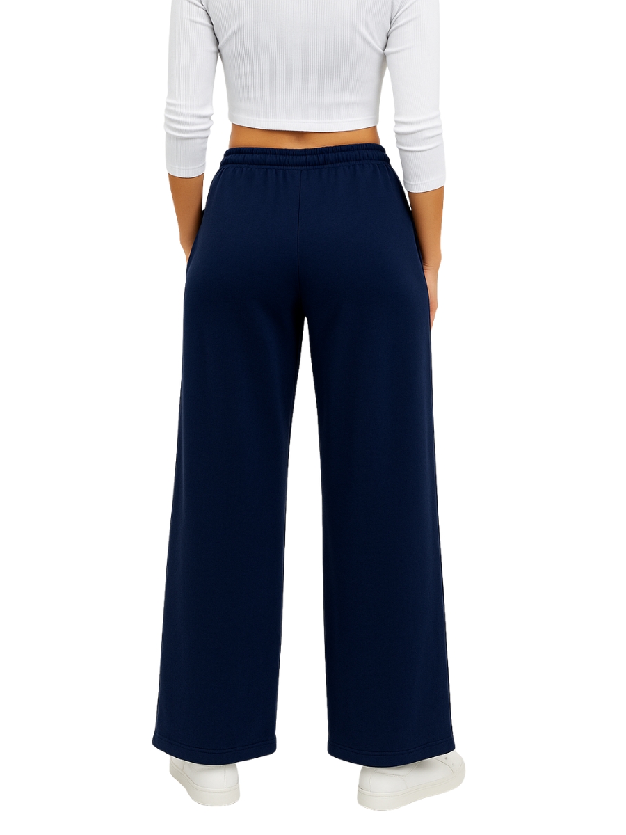 PANTALON PALAZZO ALGODON FRANELA MUJER ENKI MODASTYLE - TIRO ALTO CASUAL AZUL MARINO - 2