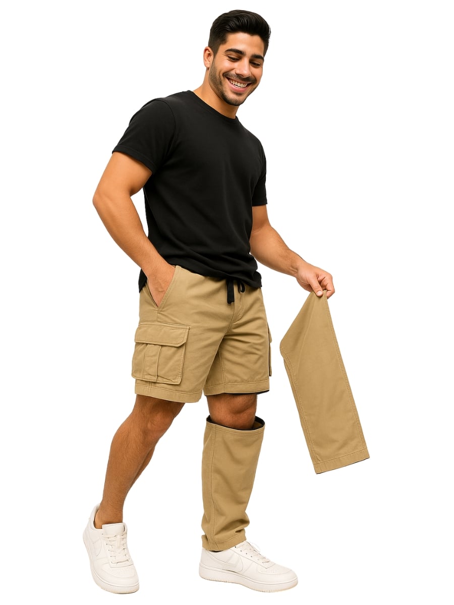 PANTALÓN CARGO CONVERTIBLE 2 EN 1 HOMBRE - BEIGE / RECTO - 1