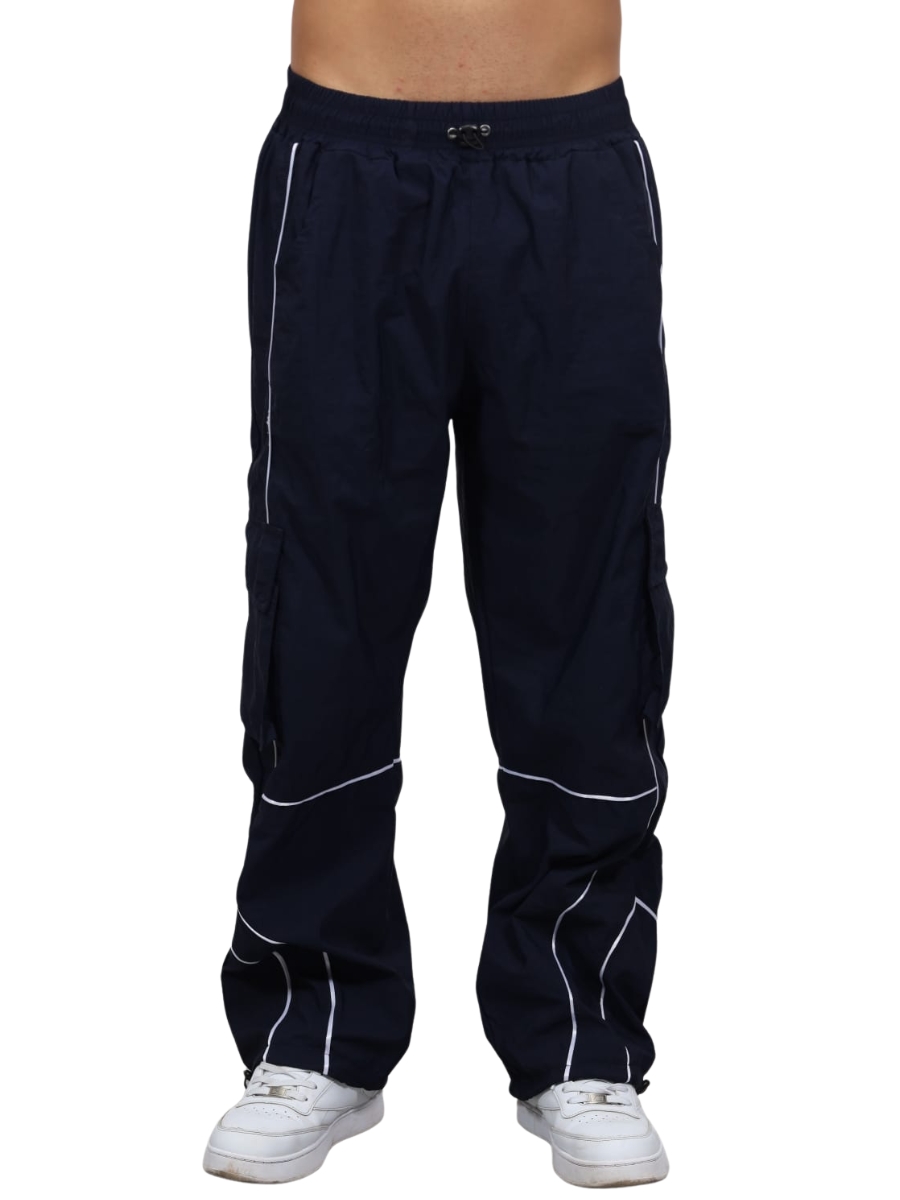 PANTALÓN CARGO OVERSIZE SHADOW LINE HOMBRE TELA MOJADA POLIÉSTER - AZUL MARINO - 3