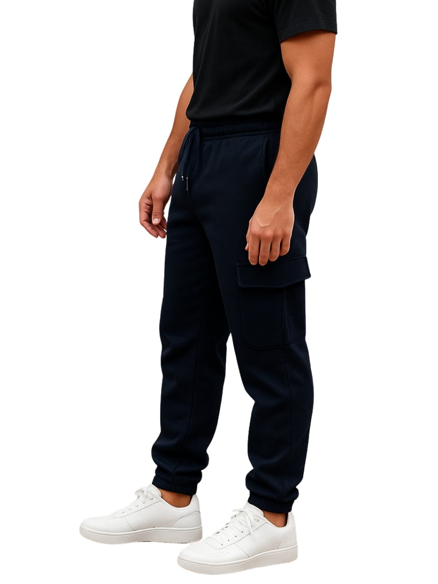 PANTALÓN CARGO OVERSIZE JOGGER HOMBRE FRANELA REACTIVO 20/1 - AZUL MARINO - 1