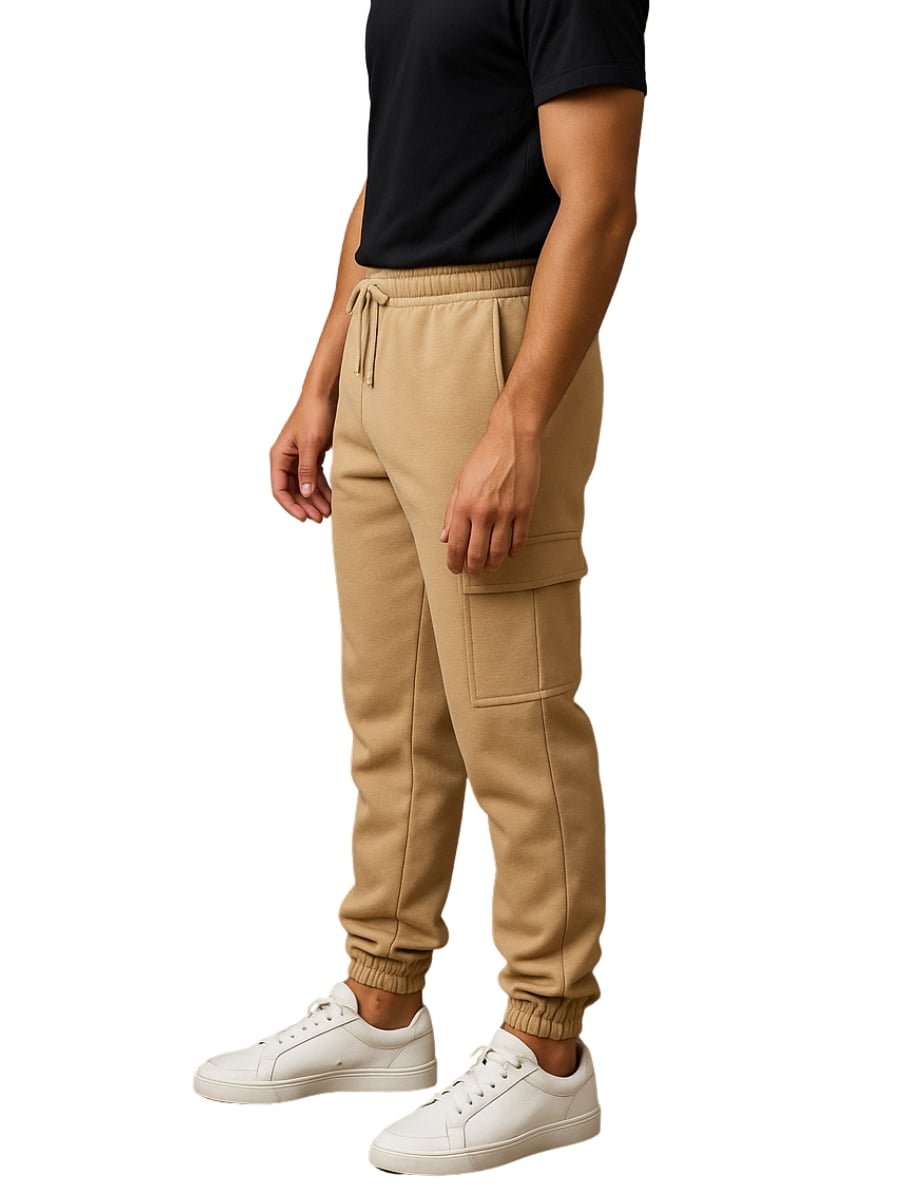 JOGGER CARGO OVERSIZED HOMBRE - BEIGE - FRANELA REACTIVO 20/1 - 1