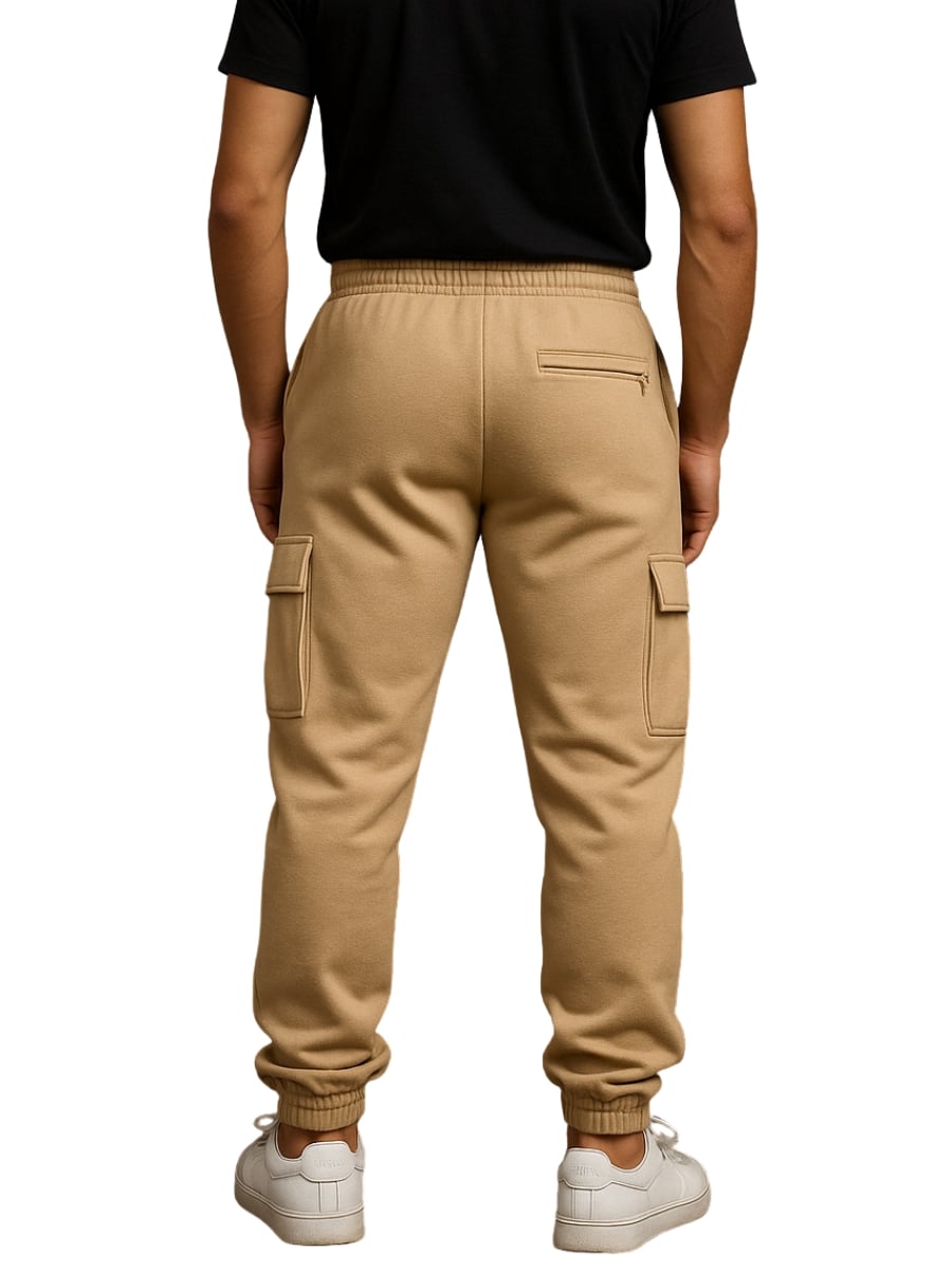 JOGGER CARGO OVERSIZED HOMBRE - BEIGE - FRANELA REACTIVO 20/1 - 2