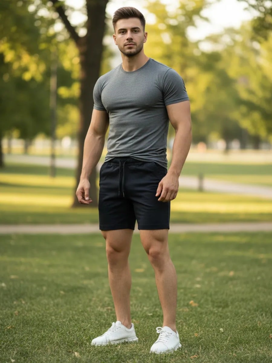 SHORT HOMBRE STONE NEGRO - ENKI MODASTYLE FIT REGULAR URBANO - 1
