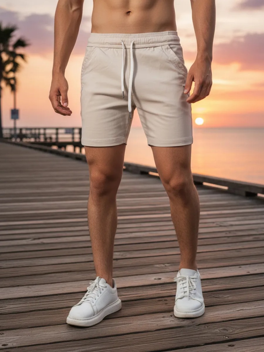 SHORT HOMBRE DRILL STONE HUESO - ENKI MODASTYLE FIT SLIM URBANO - 2
