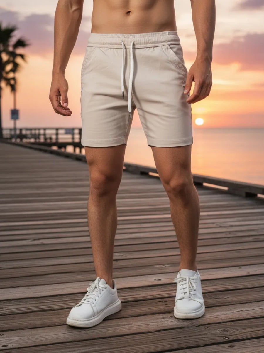 SHORT HOMBRE DRILL STONE HUESO - ENKI MODASTYLE FIT SLIM URBANO - 2