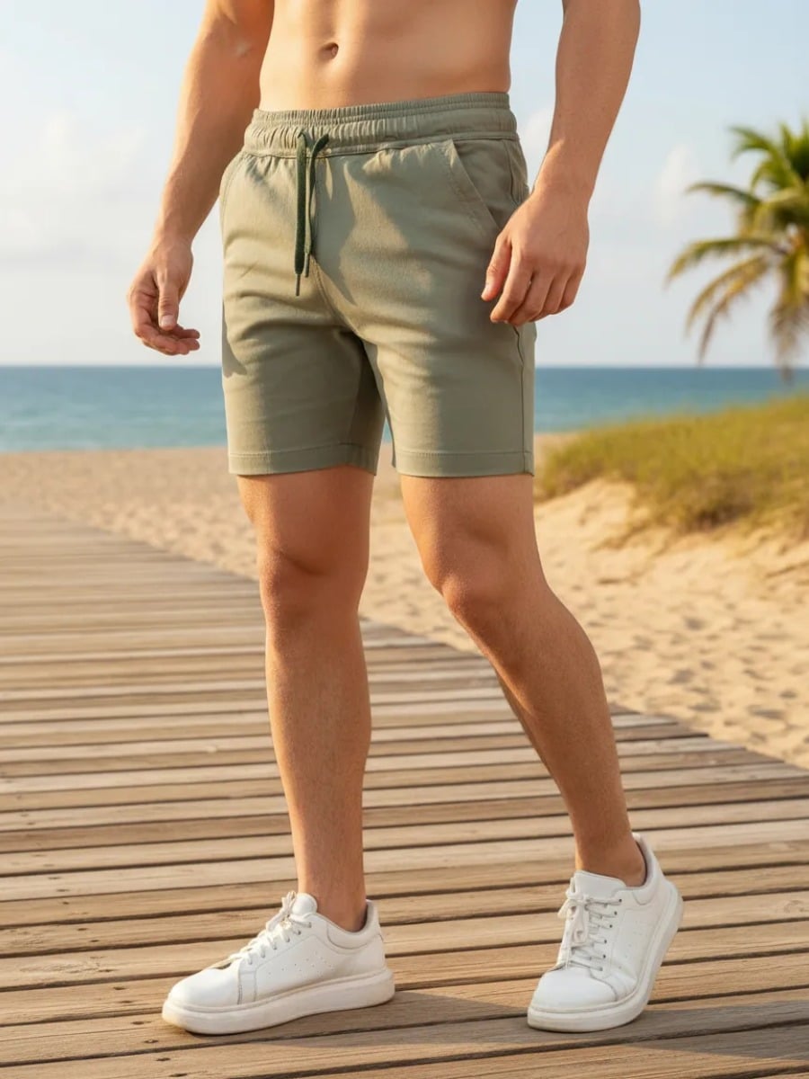 SHORT HOMBRE ARENA TELA STONE CASUAL DEPORTIVO VERANO 2026 COMODO TRANSPIRABLE CALIDAD PREMIUM CINTURA ELASTICA - 1