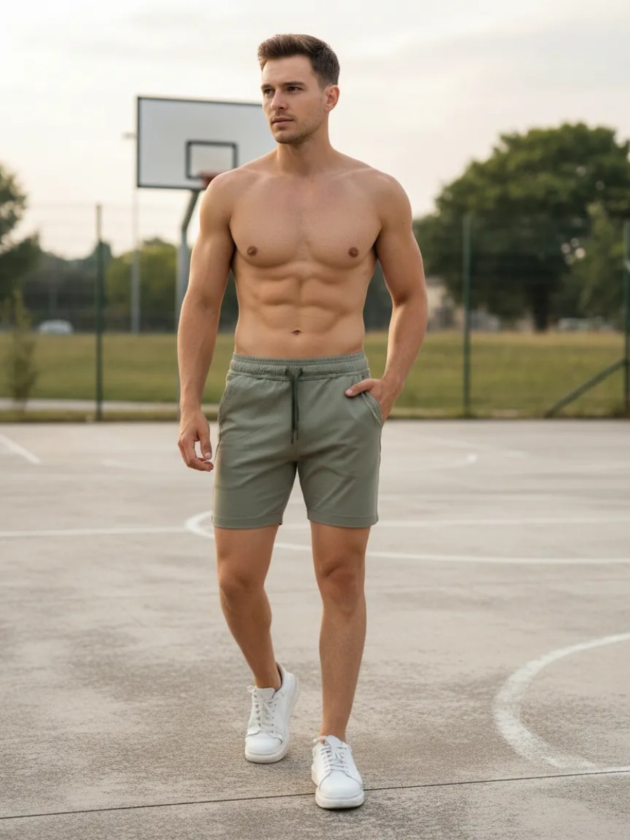 SHORT HOMBRE ARENA TELA STONE CASUAL DEPORTIVO VERANO 2026 COMODO TRANSPIRABLE CALIDAD PREMIUM CINTURA ELASTICA - 3
