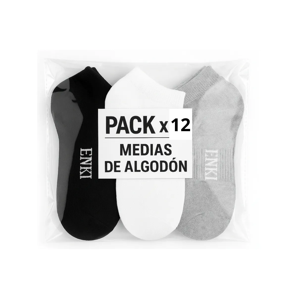 MEDIAS TALONERAS HOMBRE ALGODÓN PACK 12 BLANCO NEGRO GRIS DEPORTIVAS CASUAL 2026 COMODOS TRANSPIRABLES CALIDAD PREMIUM - 1
