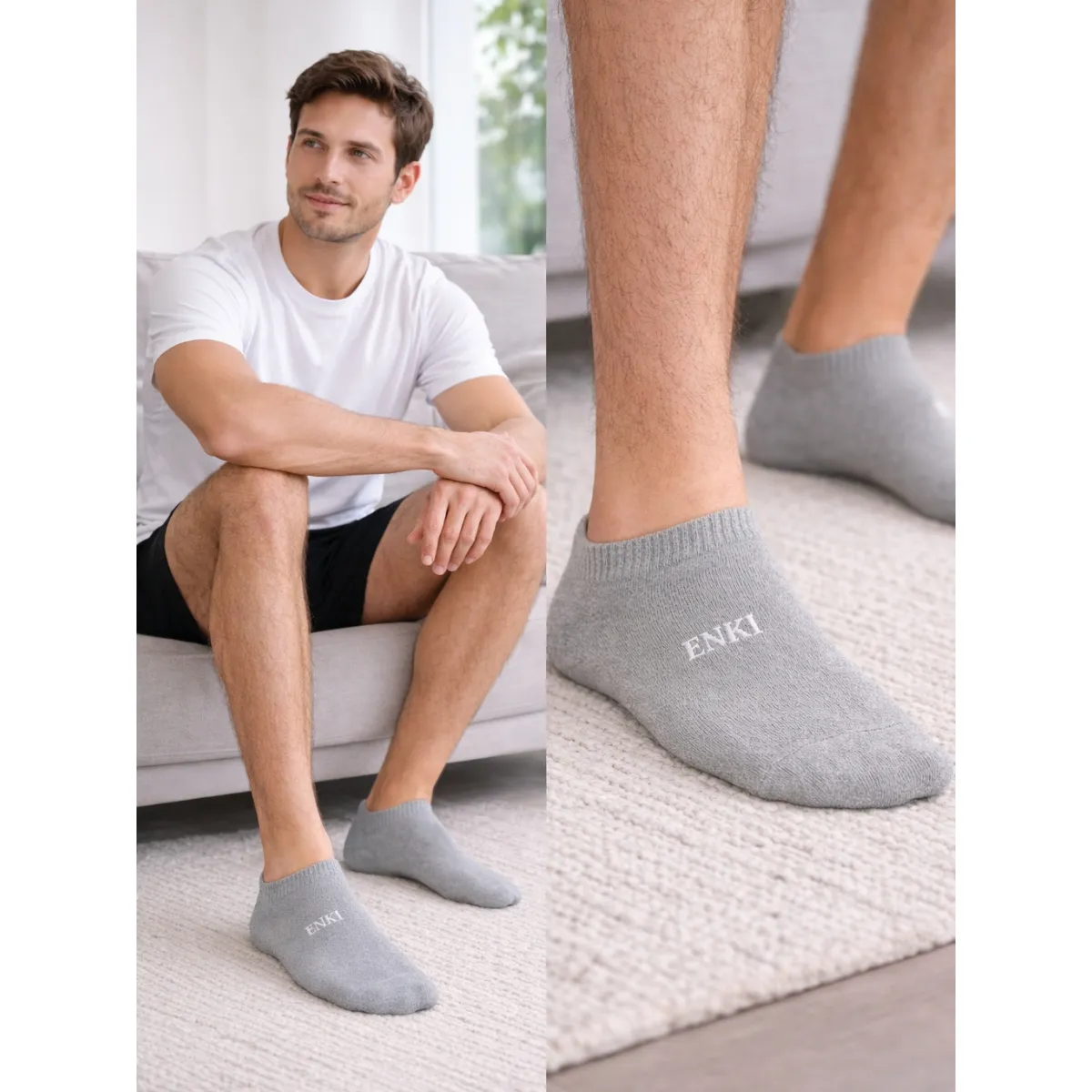 MEDIAS TALONERAS HOMBRE ALGODÓN PACK 6 BLANCO NEGRO GRIS DEPORTIVAS CASUAL 2026 CÓMODAS TRANSPIRABLES CALIDAD - 2