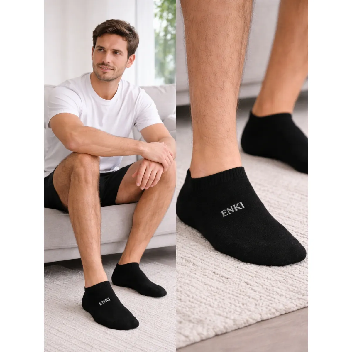MEDIAS TALONERAS HOMBRE ALGODÓN PACK 6 BLANCO NEGRO GRIS DEPORTIVAS CASUAL 2026 CÓMODAS TRANSPIRABLES CALIDAD - 3