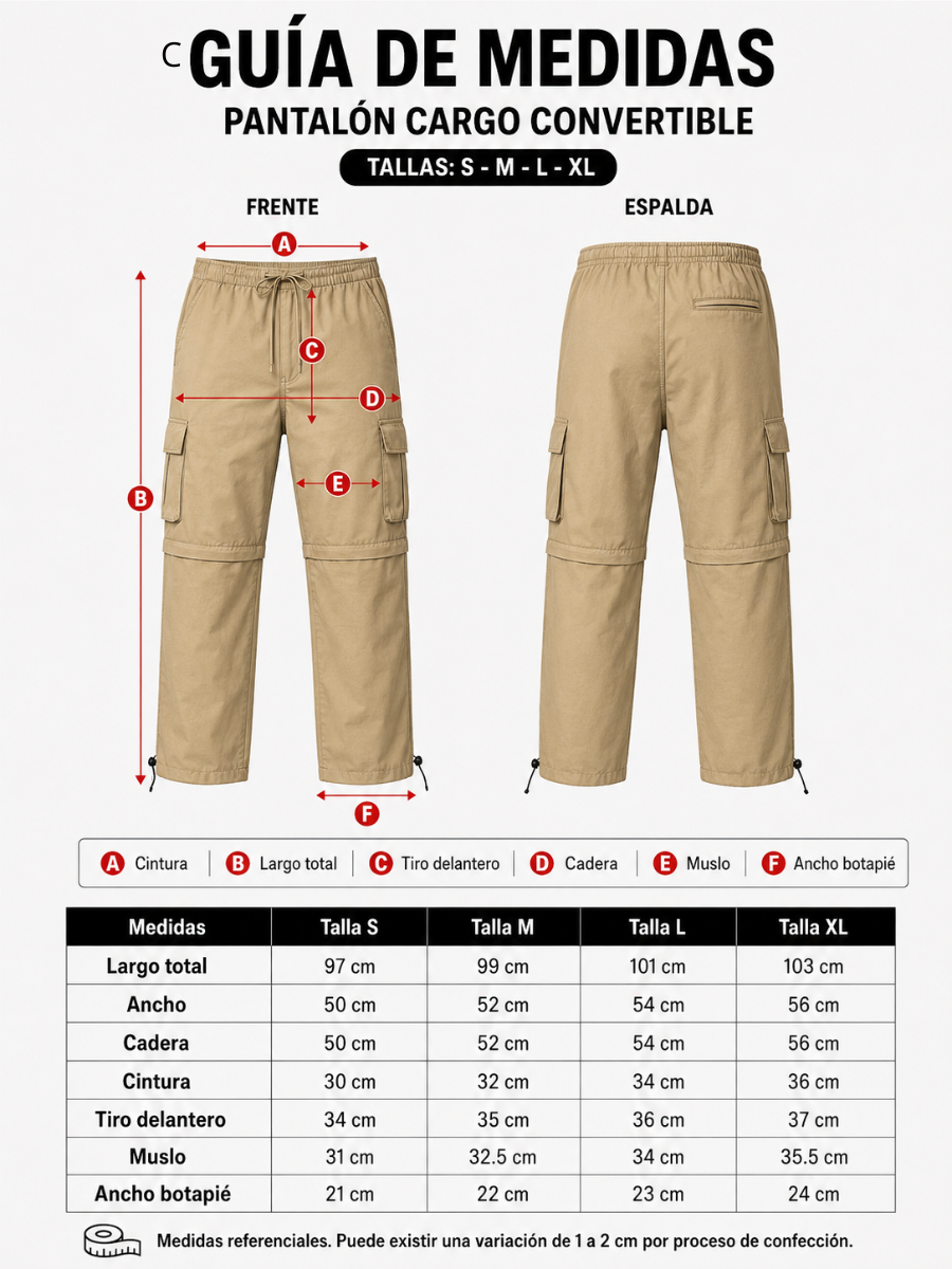 PANTALÓN CONVERTIBLE 2 EN 1 HOMBRE TELA MOJADA - NEGRO / REGULAR - 3
