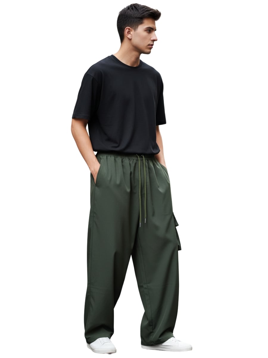PANTALÓN CARGO HOMBRE TELA NOVA COLOR VERDE MILITAR CASUAL URBANO RESISTENTE MODA MASCULINA COMODIDAD DIARIO MODERNO - 1