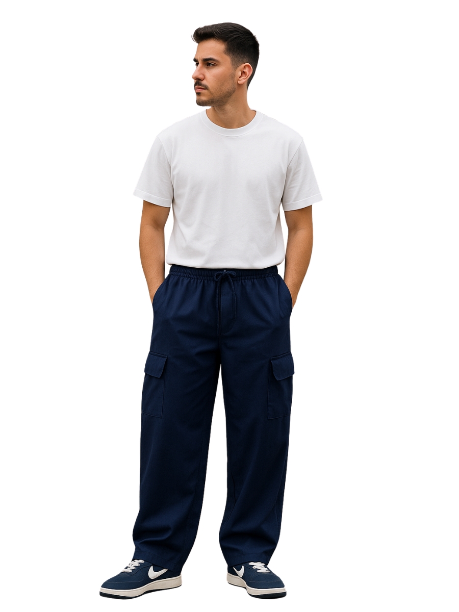 PANTALON CARGO HOMBRE TELA NOVA AZUL CASUAL URBANO MODERNO RESISTENTE COMODO MODA MASCULINA USO DIARIO TENDENCIA - 1