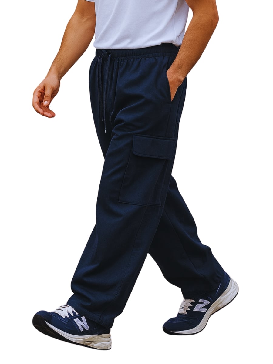 PANTALON CARGO HOMBRE TELA NOVA AZUL CASUAL URBANO MODERNO RESISTENTE COMODO MODA MASCULINA USO DIARIO TENDENCIA - 2