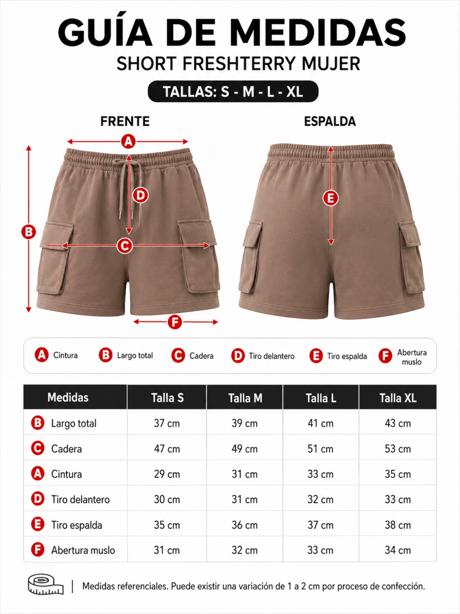 SHORT CARGO FRENCH TERRY MUJER ENKI MODASTYLE - FIT REGULAR URBANO MARRON CLARO - 4