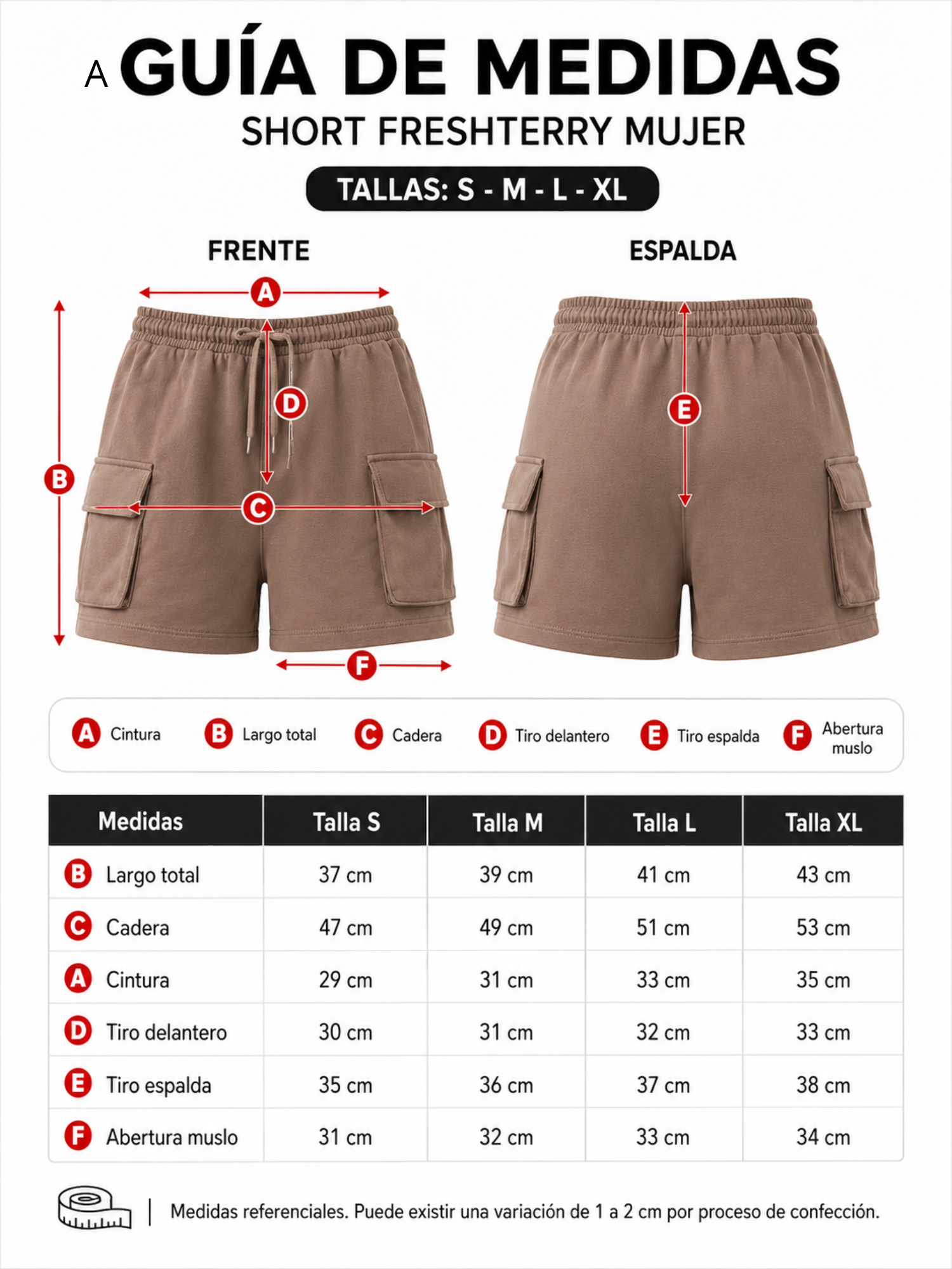 SHORT CARGO PACK X3 MUJER FRENCH TERRY - NEGRO / REGULAR - 4