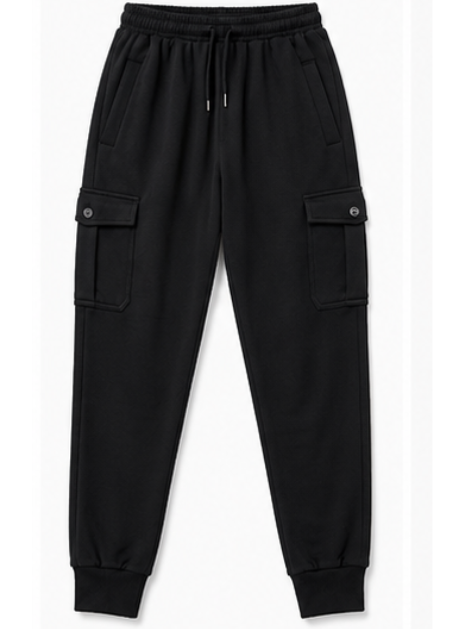 JOGGER CARGO HOMBRE ALGODON FRANELA NEGRO URBANO CASUAL - 5