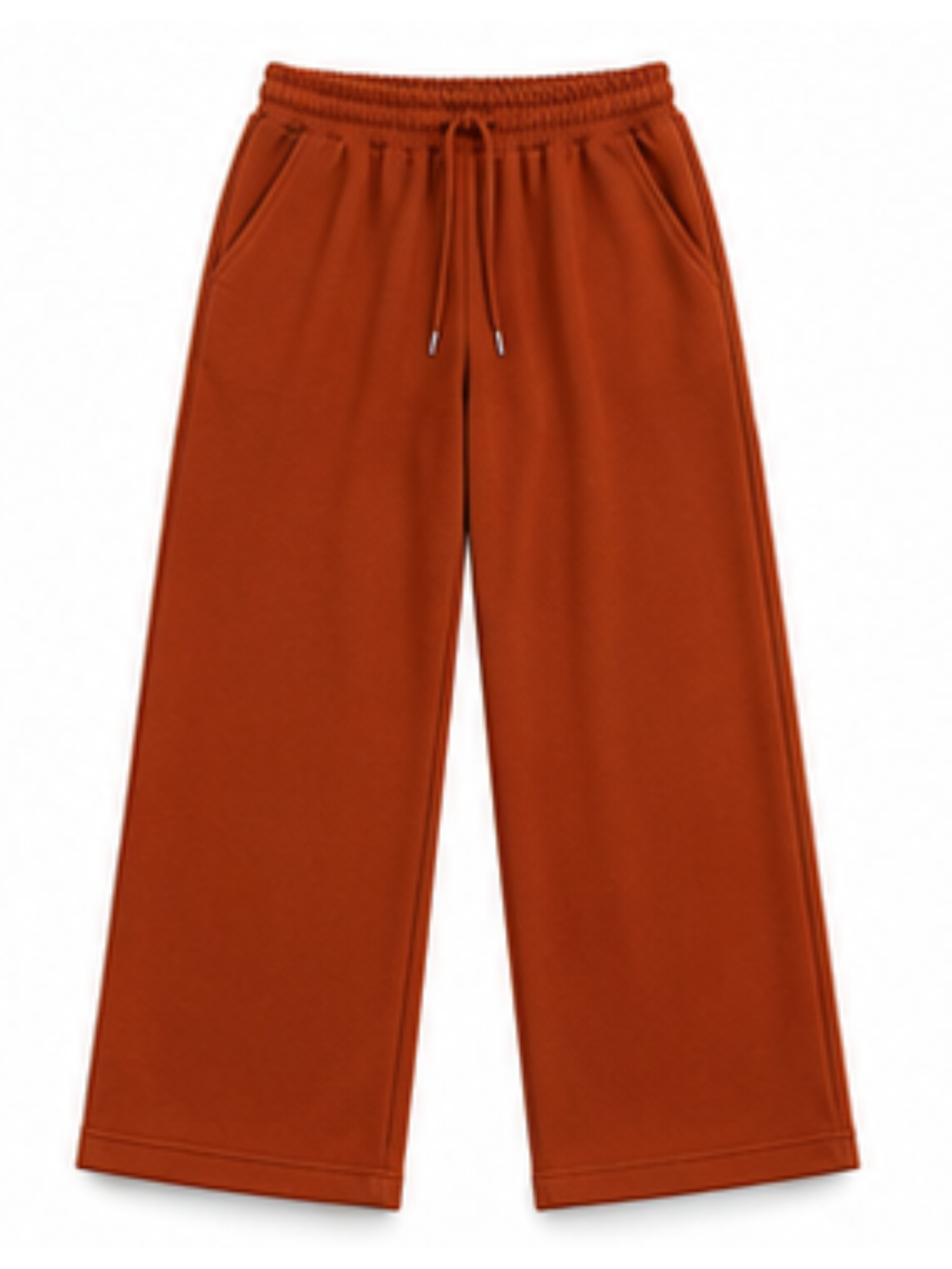 PANTALON PALAZO FRANELA TERRACOTA CINTURA ELASTICA CON CORDON - 5