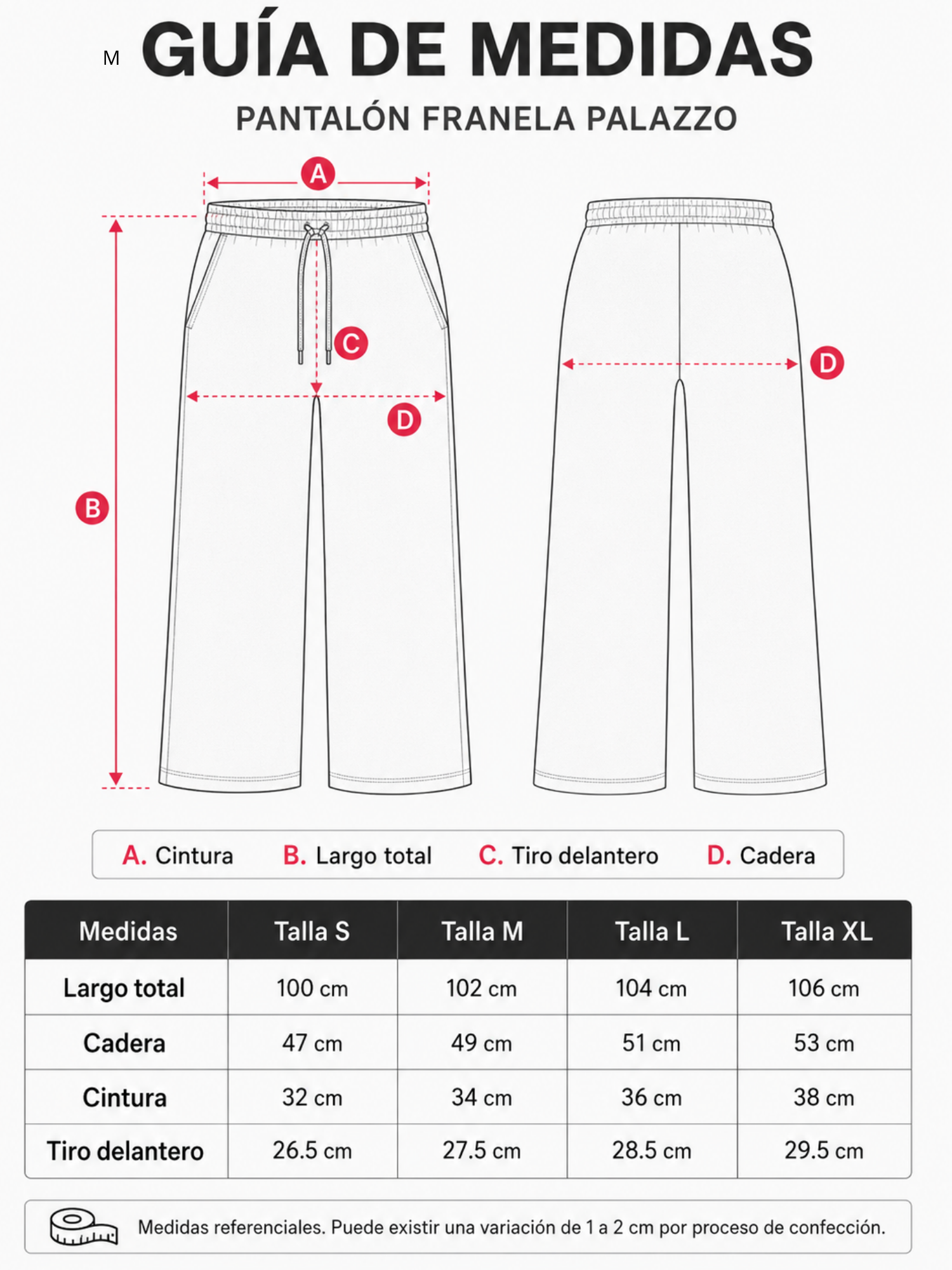 PANTALON PALAZO FRANELA AZUL MARINO CINTURA ELASTICA CON CORDON MUJER - 2