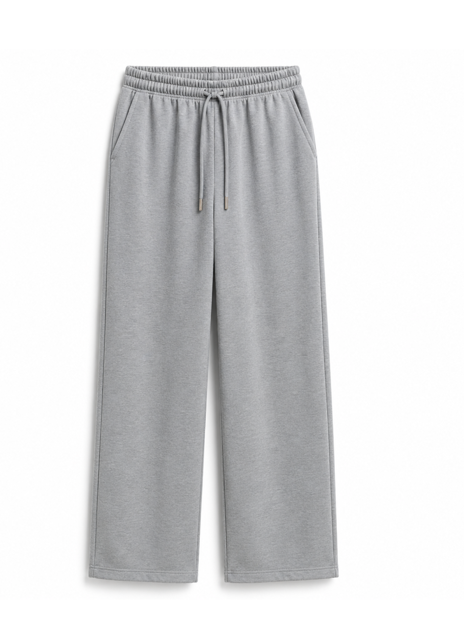 PANTALON PALAZO FRANELA GRIS JASPEADO CINTURA ELASTICA CON CORDON MUJER - 3