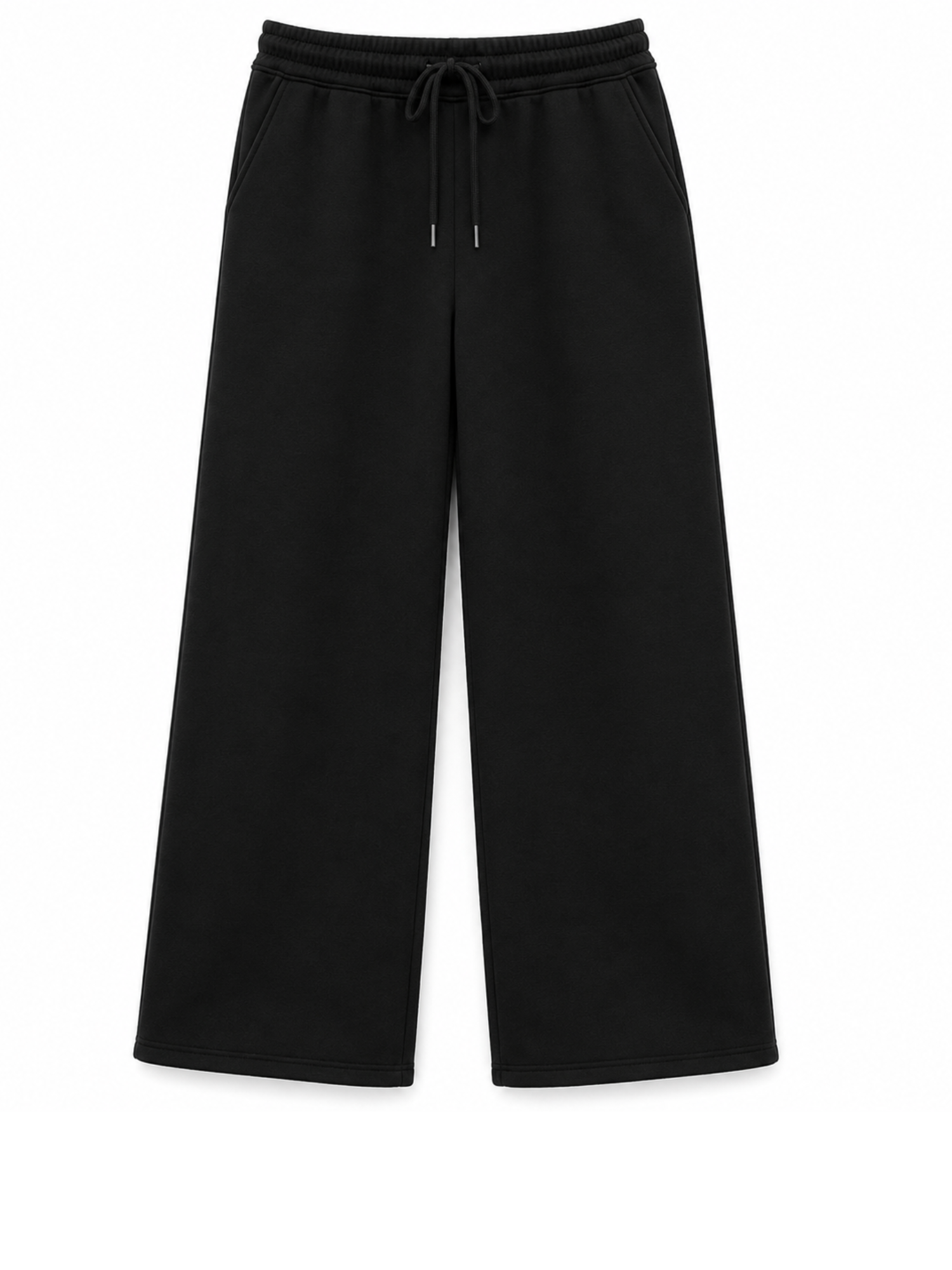 PANTALON PALAZO FRANELA NEGRO CINTURA ELASTICA CON CORDON MUJER - 5