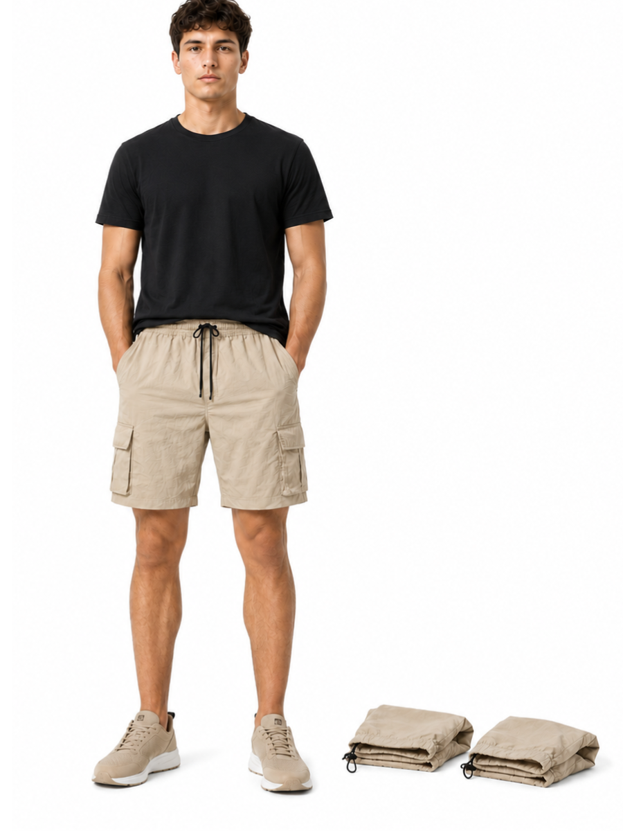 PANTALÓN CONVERTIBLE HOMBRE TELA MOJADA CARGO URBANO HUESO - 2