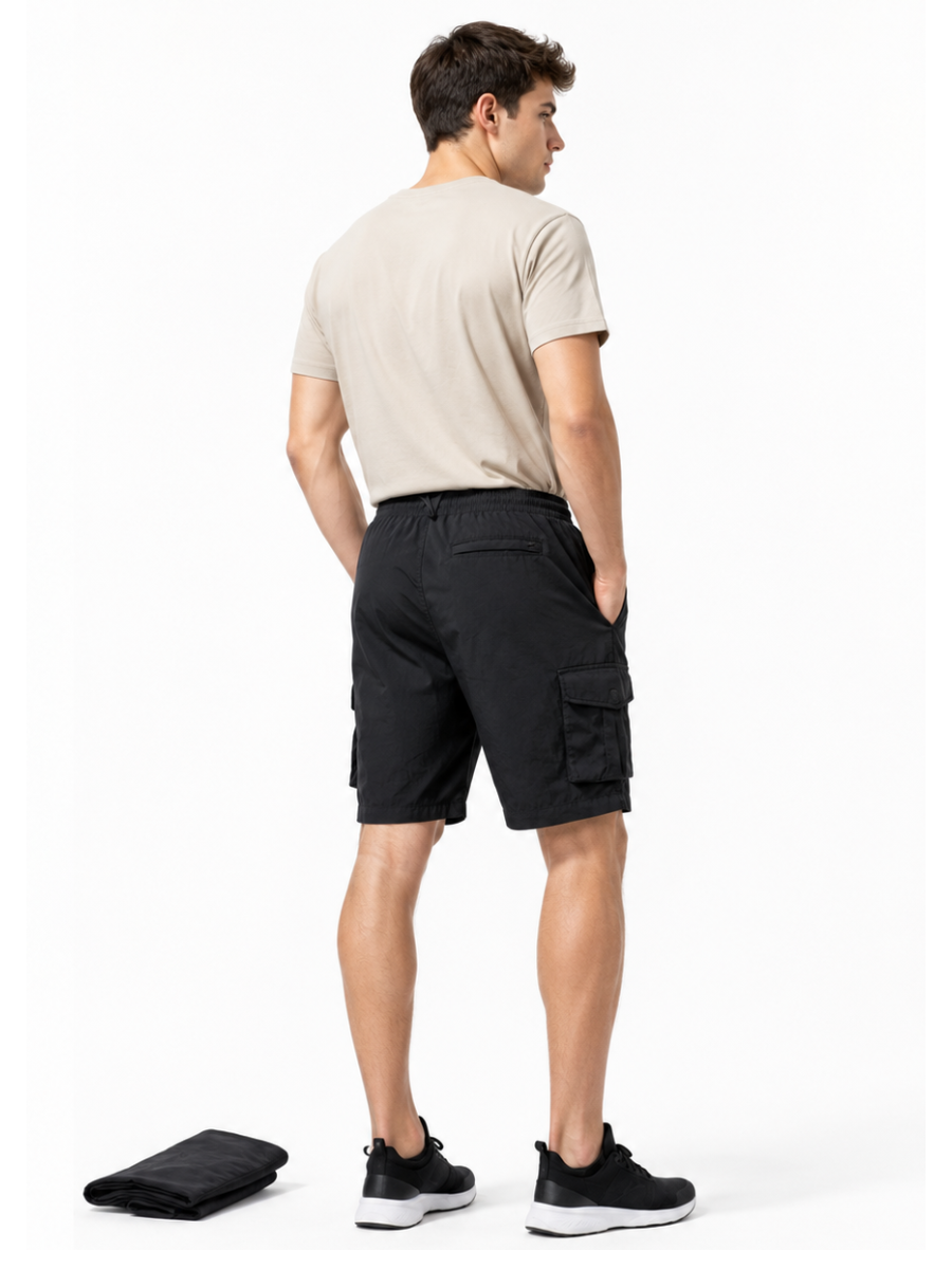 PANTALÓN CONVERTIBLE HOMBRE TELA MOJADA CARGO URBANO NEGRO - 4