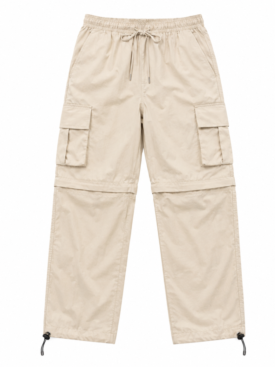 PANTALÓN CARGO MUJER CONVERTIBLE TELA MOJADA URBANO COLOR HUESO - 4
