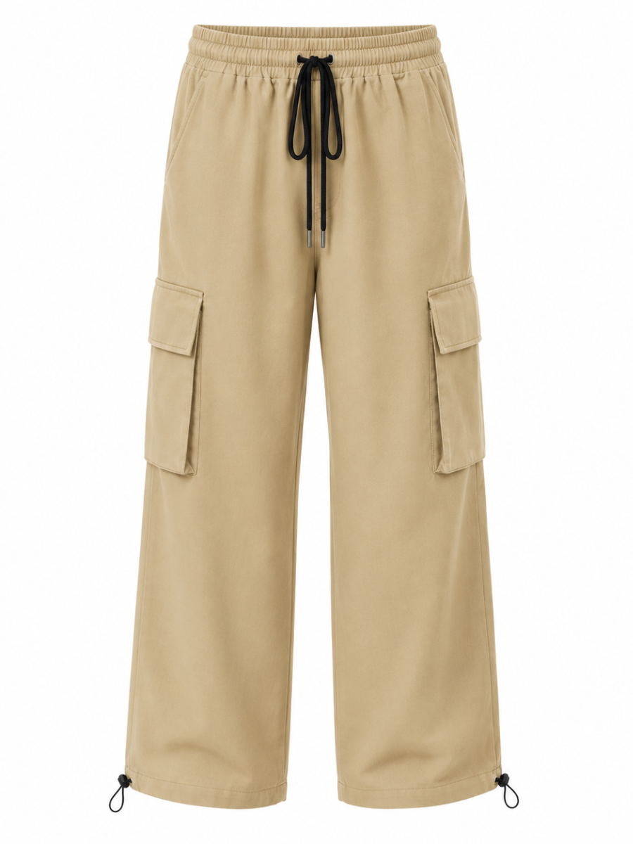 JOGGER CARGO NOVA MUJER BEIGE KAKI PIERNA ANCHA TELA NOVA URBANO CASUAL - 5