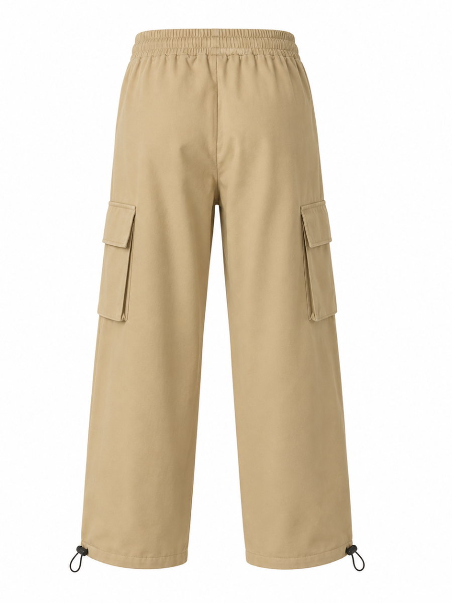 JOGGER CARGO NOVA MUJER BEIGE KAKI PIERNA ANCHA TELA NOVA URBANO CASUAL - 6