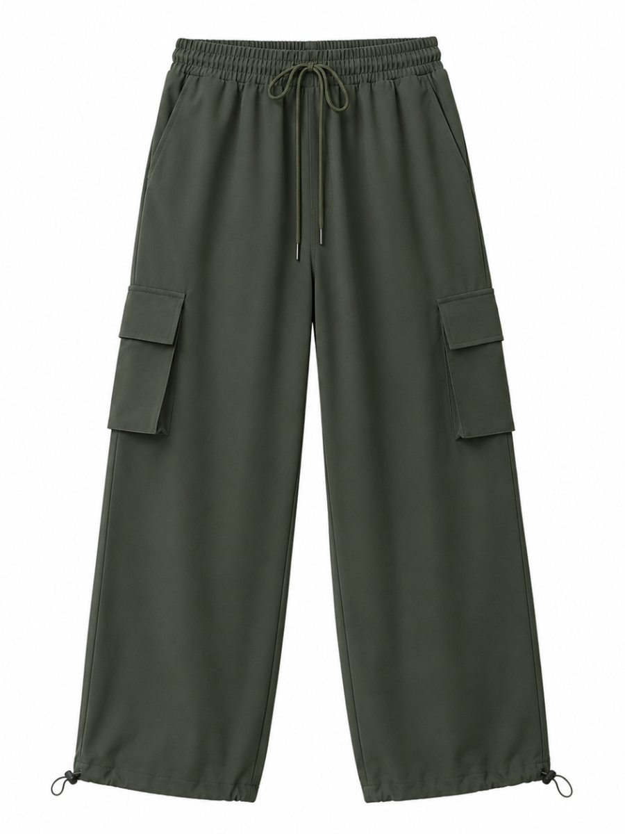 JOGGER CARGO NOVA MUJER VERDE MILITAR URBANO PIERNA ANCHA TELA NOVA - 5