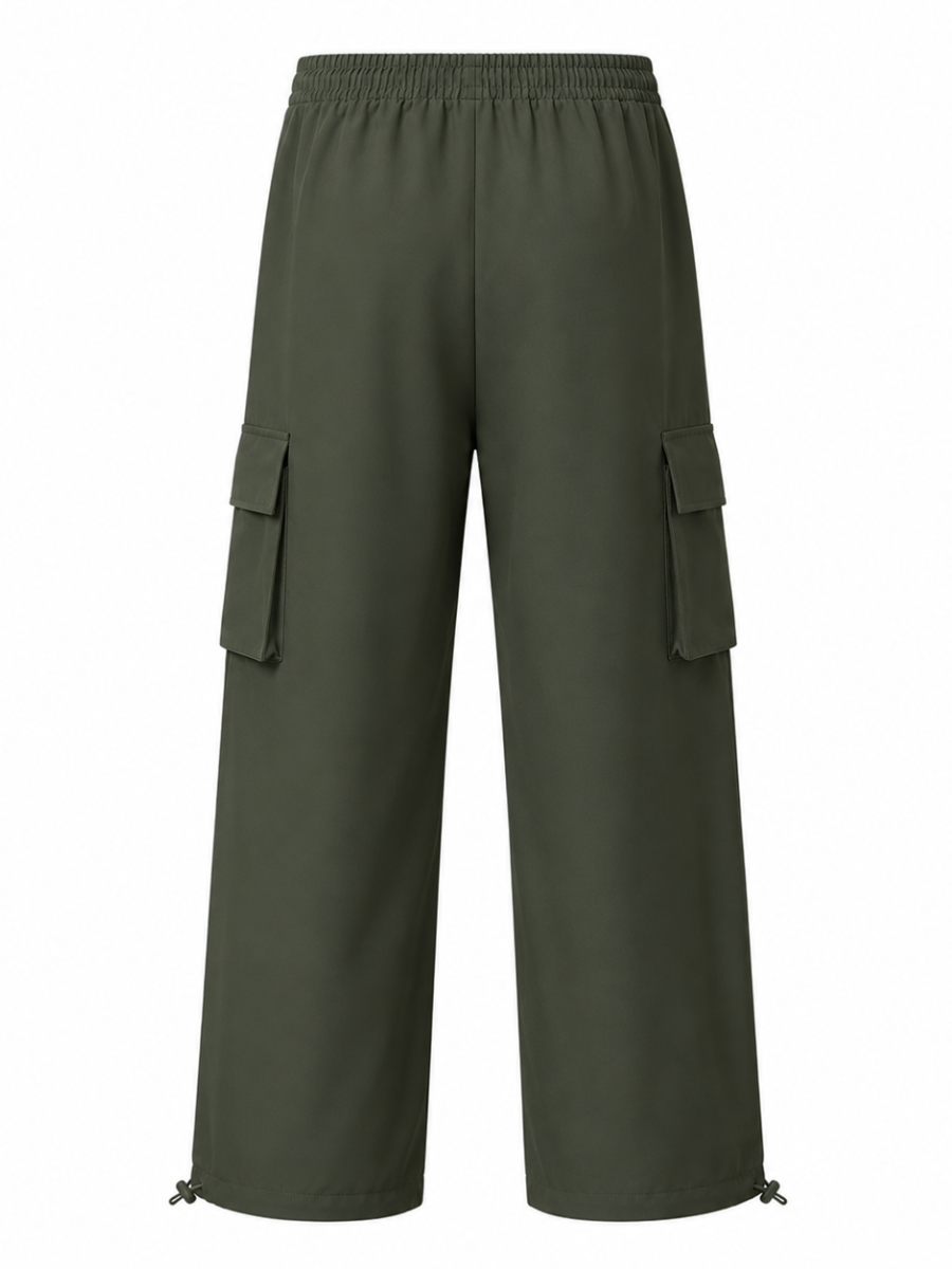JOGGER CARGO NOVA MUJER VERDE MILITAR URBANO PIERNA ANCHA TELA NOVA - 6
