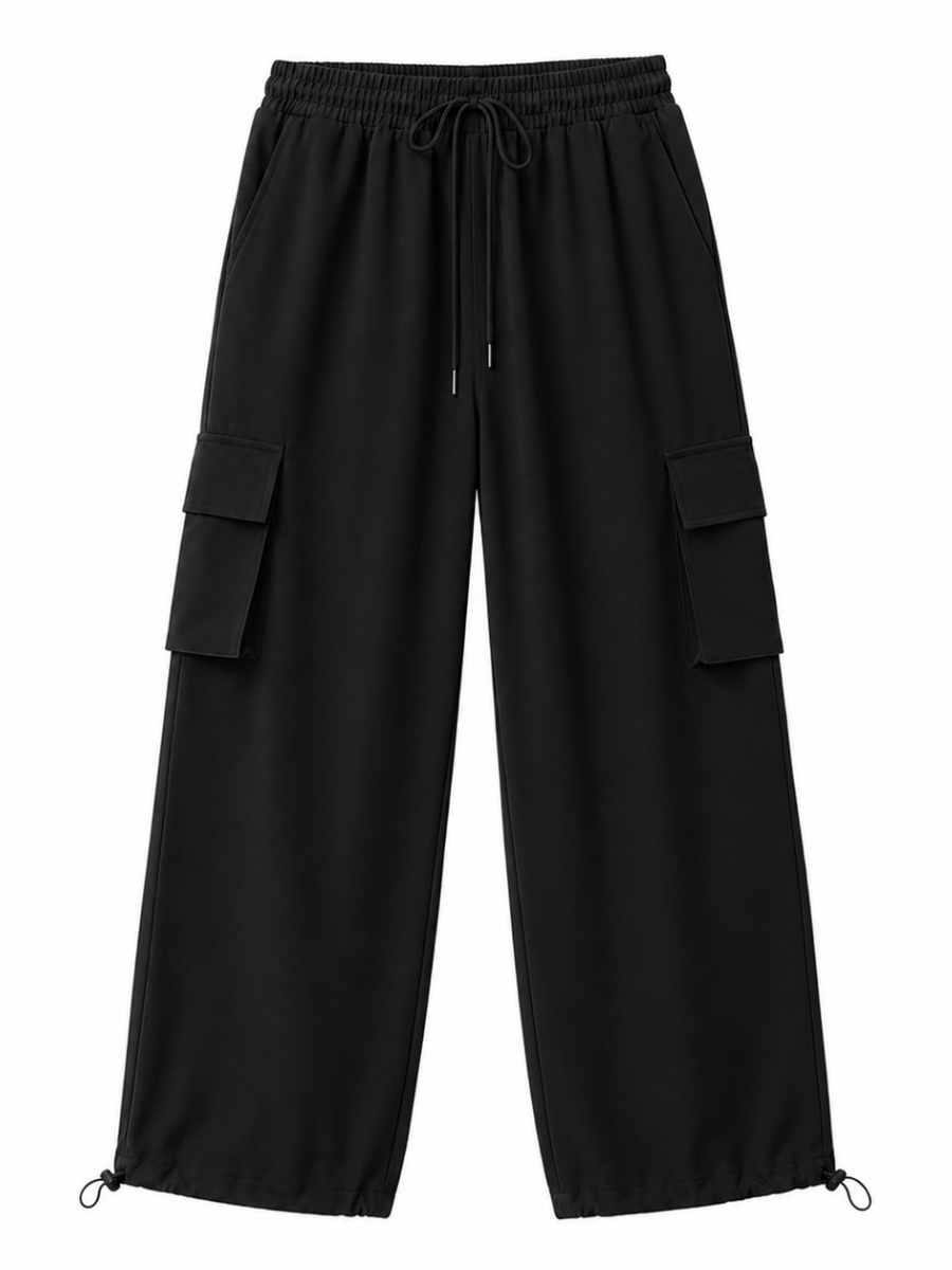 JOGGER CARGO NOVA MUJER TELA NOVA PIERNA ANCHA CINTURA ELASTICADA CORDÓN AJUSTABLE BOLSILLOS CARGO REGULADOR EN BASTA CASUAL - 5