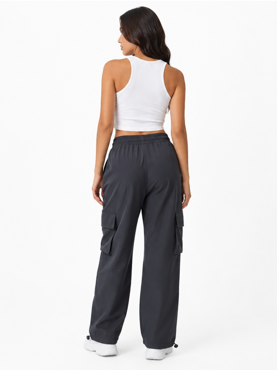 JOGGER CARGO NOVA MUJER GRIS PIERNA ANCHA TELA NOVA URBANO CASUAL - 2