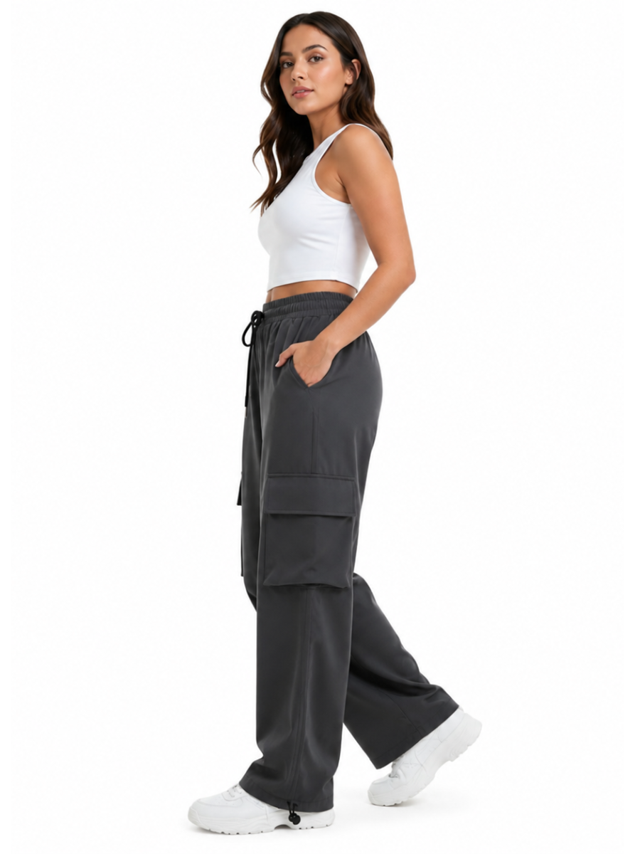 JOGGER CARGO NOVA MUJER GRIS PIERNA ANCHA TELA NOVA URBANO CASUAL - 4